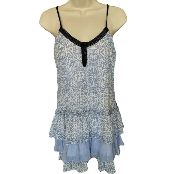 Band of Gypsies Damask Baby Doll Dress Size XS Cami Ruffles Tiered Mini Boho - Picture 2 of 9